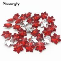 【cw】 50pcs 25mm Red Fashion Shiny Snowflake Buttons Acrylic SEWING Coat Button Embellishments Scrapbooking ！