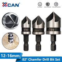 XCAN 82 Degrees Chamfer Drill Bit Set 121619mm 5 Flute Wood working Drill Bit Cutter Countersink Drill Bit Set
