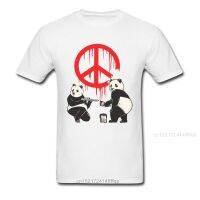 Swag Pandalism Banksy Peace Sign Tshirt Panda Printed MenS T Shirt Summer/Autumn Tops Fabric Tee-Shirt 【Size S-4XL-5XL-6XL】