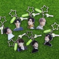 【CW】❡✕  KPOP Keychain Half-length Photo Stick Star Pendant Keyring Jackson Fans Collections