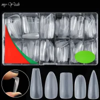 myyeah 504Pcs/Box Acrylic False Nails Transparent Full Cover Ultrathin Fake Nails UV Gel Extension Builder Manicure Tool