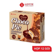 Bánh Chocopie Lotte Trà Sữa Đường Đen - Hộp 12 bánh