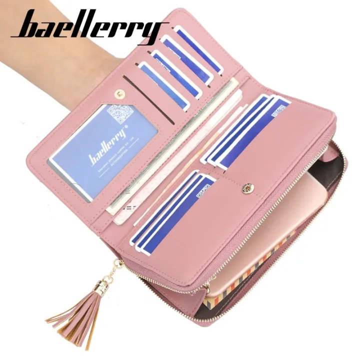 cod-baellerry-womens-version-cute-dot-long-clutch-bag-multifunctional-zipper-tassel-mobile-phone