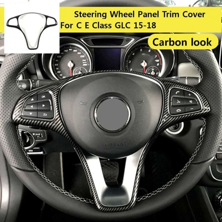 steering-wheel-panel-cover-trim-for-w213-w205-x253-c-e-glc-2014-2017-carbon-fiber-texture
