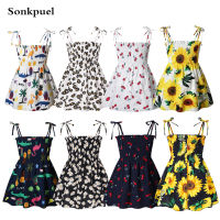 ZZOOI 1-7 Years Baby Girls Dress Summer Children Elegant Sling Princess Dress Flower Print Kids Braces Dresses Girl Cotton Clothing