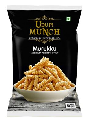 Chhedas Udupi Munch Murukku - Authentic & Crispy South Indian Savoury - Ready to Eat - South Indian Namkeen 170g