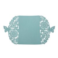 50Pcs/Set Delicate Carved Butterflies Romantic Wedding Party Invitation Card Envelope Invitations for Wedding：Blue Green