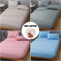 100 Cotton Bed Sheet Soft Comfortable Mattress Protector Cover,Classic Plaid Style,140x200 160x200 180x200..19 Sizes