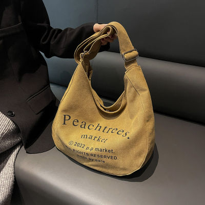 Tote Bag Womens Large Capacity Bag Womens 2020 New Fashionable High-End Commuter Crossbody Bag Niche Retro Canvas Bag 2023