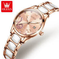 OLEVS 3605 Japan Quartz Watch For Women Ceramic Band Waterproof Fashion Women Wristwatch Luminous Calendar