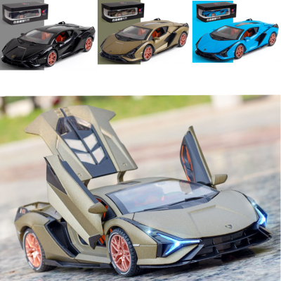 1:24 Lamborghini SIAN ล้อแม็กรถยนต์รุ่นเสียงและแสงดึงกลับคอลเลกชัน D Iecast ยานพาหนะรถยนต์ของเล่นสำหรับเด็ก