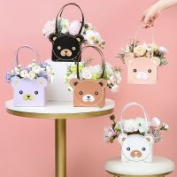 1Pc Cartoon Cute Bear Rose Flower Packaging Box Flower Shop Wedding Valentines Day Birthday Baby shower Gift Wrapping Paper Bag Gift Wrapping  Bags