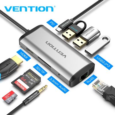 ❖❏▦ Vention USB Type C Converter Type C To HDMI VGA USB 3.0 PD Power 3.5mm Audio RJ45 Ethernet Adapter SD/TF Card Reader USB HUB NEW