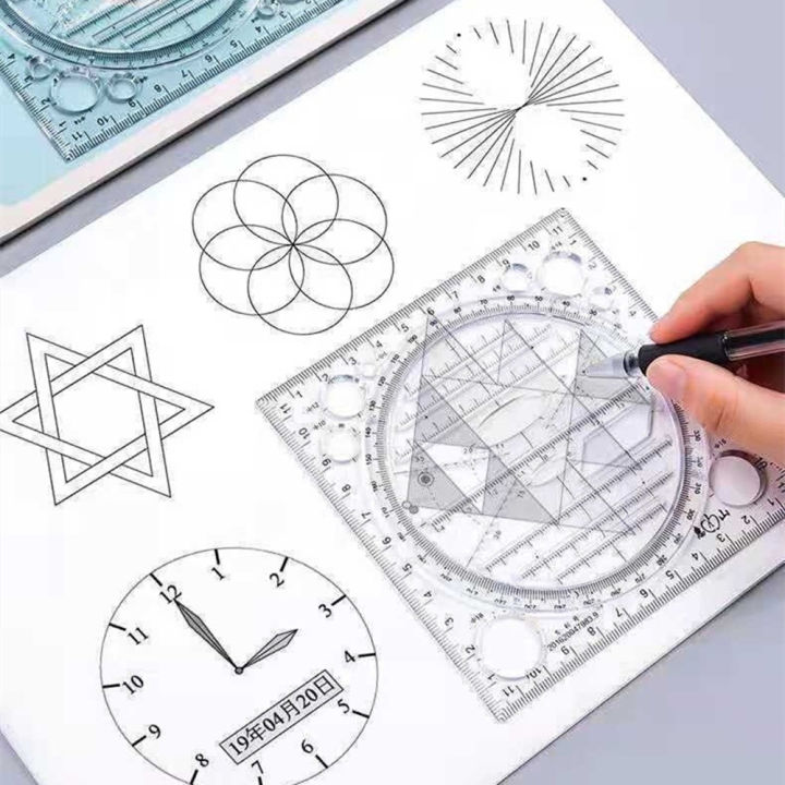 template-geometric-multifunctional-ruler-drawing-ruler-circle-maker-drawing-template