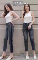 [[ถูกที่สุด]]2511Jeans by GREAT กางเกงยีนส์ ผญ กางเกงยีนส์ ทรงบอย สลิม ช่วงขาเล็ก สะกิดขาดแต่งขาดแนวเซอร์แบบเท่ๆมีแถบด้านข้าง ใส่สบาย