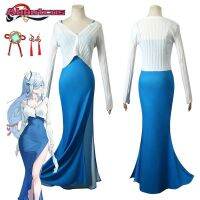 ►✷◙ Aboutcos Genshin Impact Shenhe Rosaria Cosplay Costumes Game Animation Evening Dress And Wig Headdress Halloween Prom Dresses