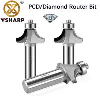 Vsharp Diamond Round Corner Router Bit PCD 2 ขลุ่ย R Chamfering Milling Cutter ไม้ MDF HPL ตัดได้อย่างราบรื่นไม่มีเสี้ยน Longlife