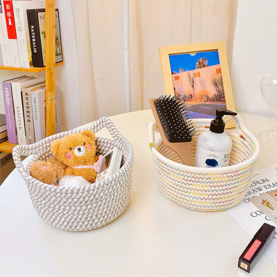 Creative Desktop Storage Basket Cat Ear Cotton Thread Hand-woven Laundry Kids Toys Organizer Storage Box