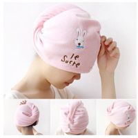 HOT Microfiber Solid Quickly Dry Hair Hat Hair Turban Women Girls Ladies Cap Bathing Drying Towel Head Wrap Hat Rabbit Bathroom Towels