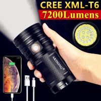 CREE XML-T6 High Power Hunting 3-18 LED Powerful Flashlight 18650 USB Charging Outdoor Camping Lighting Tactical Torch Rechargeable  Flashlights