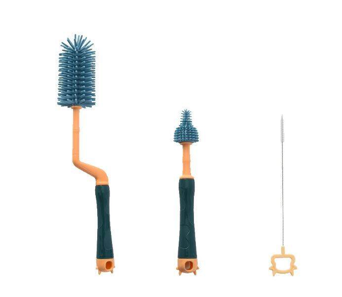 3 in 1 Milk Bottle Cleaning Brush Soft Silicone 360 Degrees Rotate