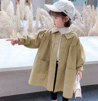 Koodykids Autumn Kids Girls Coats Outfits Children Girls Casual Trench Loose Khaki Classical Trench Toddler Girls Outwear 2-7 Y