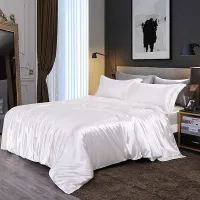 Natural Mulberry Silk Bedding Set High Quality Duvet Cover Set Solid Color King Size White Quilt Cover Set