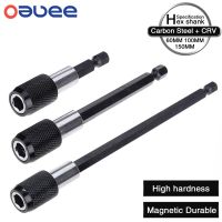 (LONG FA hardware) Oauee 1/4นิ้ว Hex Shank Quick Release ไขควง Magnetic Bit Holder พร้อมแถบขยายปลอกคอปรับได้60มม. 100มม. 150มม.