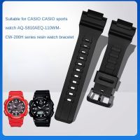 {TATLLr}สายเรซิ่นเคสผู้ชาย39; S อุปกรณ์เสริมสำหรับนาฬิกาสำหรับ Casio AQ S810 AEQ 110 MCW 200H กีฬากันน้ำคู่สีน้ำเงินสีแดงสีขาวสายนาฬิกา