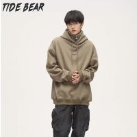 TIDE BEAR สื้อแจ็คเก็ตแขนยาวผู้ชายเสื้อสเวตเตอร์แบบสวมหัวของผู้ชายเสื้อลำลองเสื้อกันหนาวมีฮู้ดนิยมวัยรุ่นเสื้อฤดูใบไม้ผลิวรรณกรรมอเนกประสงค์