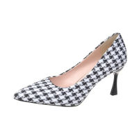 Femmes Talons Hauts Women Light Weight Black Houndstooth Spring &amp; Summer Slip On Stiletto Heel Shoes Lady Classic Pumps G306