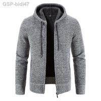 【YD】 2023 Thick Cardigan Mens Sweater Hooded Fashion Warm Knitted Male Fleece Hoodies Coats Men M-4Xl