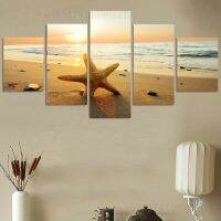 5แผงปลาดาว In Sunset Beach ผ้าใบ Wall Art HD พิมพ์โปสเตอร์ตกแต่งบ้าน-ไม่มีกรอบ