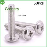 M4x25mm เครื่องล้างหัวสลักเกลียว50ชิ้น304สแตนเลสยาว25มม. สกรูไดรฟ์ฟิลลิปส์คุณภาพสูงที่จับลิ้นชักสกรูเมตริก