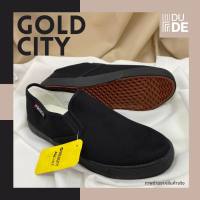 รองเท้าสลิปออน Gold City โกลด์ซิตี้ สีดำ/ดำ รองเท้าผ้าใบผู้ชาย รองเท้าลำลอง รองเท้าทำงาน รองเท้าใส่เรียน (พร้อมส่ง มีเก็บปลายทาง 1271)