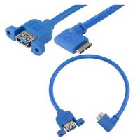 LBSC 30cm Panel Mount Female USB 3.0 To Left Angled Micro B Male Extension Cable