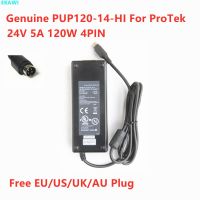 (ใหม่-ต้นฉบับ)♛อะแดปเตอร์แปลงไฟฟ้ากระแสสลับ4PIN PUP120-14-HI 24V 5A 120W ของแท้สำหรับ ProTek มอนิเตอร์ทางการแพทย์ชาร์จแหล่งจ่ายไฟแล็ปท็อป