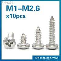 10 pcs/lot Cross Recessed Round Head Tapping Screw M1 M1.2 M1.4 M1.5 M1.7 M1.8 M2 M2.2 M2.3 M2.5 M2.6 Stainless Steel Wood