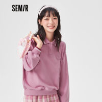 Semir เสื้อยืดผู้หญิงโปโลคอวิทยาลัยสไตล์2021ฤดูใบไม้ผลิและฤดูใบไม้ร่วงสตรีแขนยาวเสื้อกันหนาวหมวกด้านบน