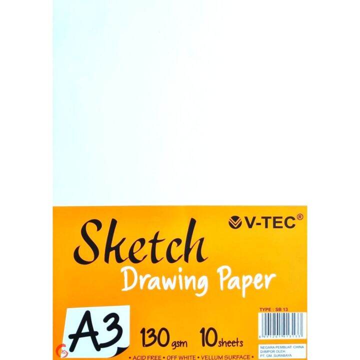 V-TEC SKETCH DRAWING PAPER A3 - Kertas menggambar A3 130GSM | Lazada ...