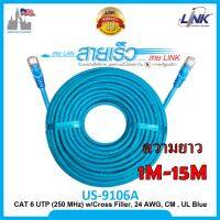 LINK indoor CAT6 (ภายในสีฟ้า) สายแลน แบ่งตัด ขนาด 1-15 เมตร พร้อมเข้าหัว พร้อมใช้งาน US-9106A