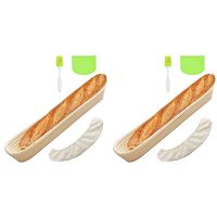 2X Oval Bread Banneton Proofing Basket Baking Bowl Set with Dough Scraper Linen Liner Cloth Silicon Brush for Bakers