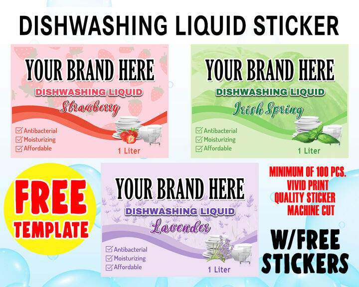 STICKER LABEL FOR DISHWASHING LIQUID FREE TEMPLATE 100 PCS. Lazada PH