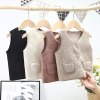 （Good baby store） Children Vest Winter Fleece Thickening Outerwear Baby Girls Boys Fashion Trendy Solid Color Simple Casual Loose Warm Cardigan