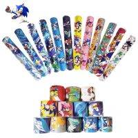 12PCS Sonic The Hedgehog Wrist Strap Cartoon Clap Circle Toy Bangle Pvc Bracelet Anime Peripheral Kids Festival Gametoys Gifts