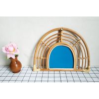 Rattan Wall Mirror Innovative Art Decor Dressing Makeup Mirrors for Entryways