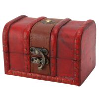 ：》《{ Wooden Treasure Chest Box Small Size Flip Open Type Vintage Wood Storage Box Practical Antique Style For Brooches For Home Use