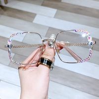 【cw】 High Quality Blue Light Blocking Glasses Luxury Rhinestone Reading Glasses Anti-fatigue Eye Protection Eyeglasses Optical Lens