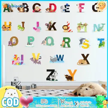 Animal Alphabet and Numbers Printed Wall Decals Kids Wall Decor Abc Decals  Abc Wall Art Alphabet Wall Decal Home School Decor Letters 