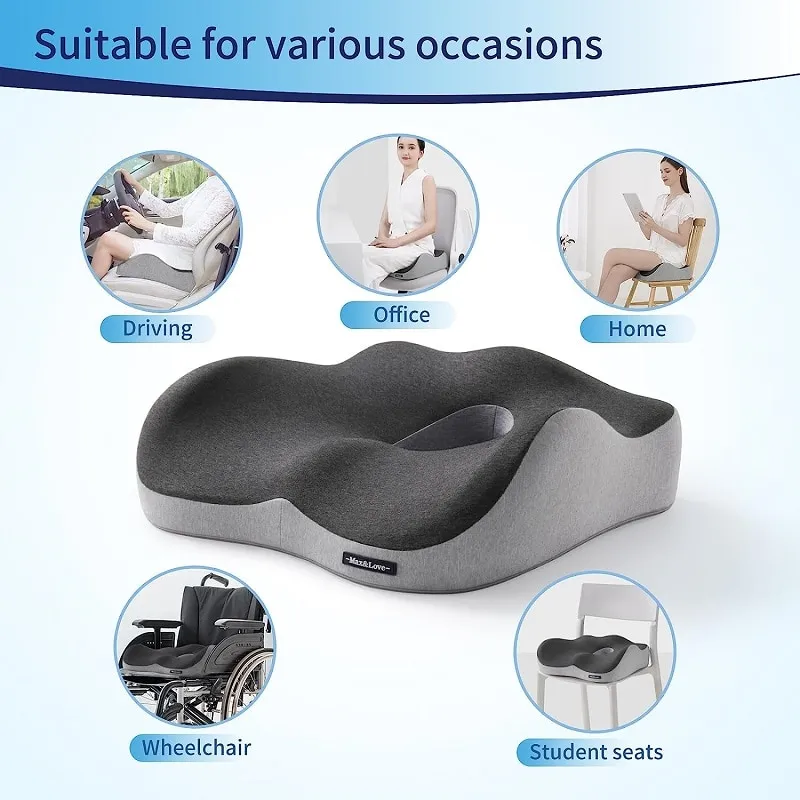 Cushion Lab Patented Pressure Relief Seat Cushion for Long Sitting Hours on  Office/Home Chair, Car, Wheelchair - Extra-Dense Memory Foam for Hip,  Tailbone, Coccyx, Sciatica - Light Grey 
